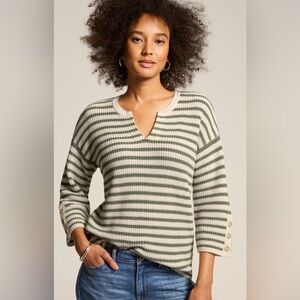 J. JILL || Striped Ribbed 3/4” Sleeve Sweater. Sz. PM